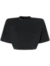 Pinko Short-sleeved Crop Top With Padded Shoulders