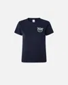 Pinko Short-sleeved T-shirt With Bejewelled Love Birds Embroidery In Abyss Blue