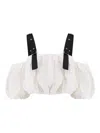 Pinko Raul Off-shoulder Balloon Cropped Top In White