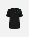 Pinko T-shirt With Flowers Embroidery In Black