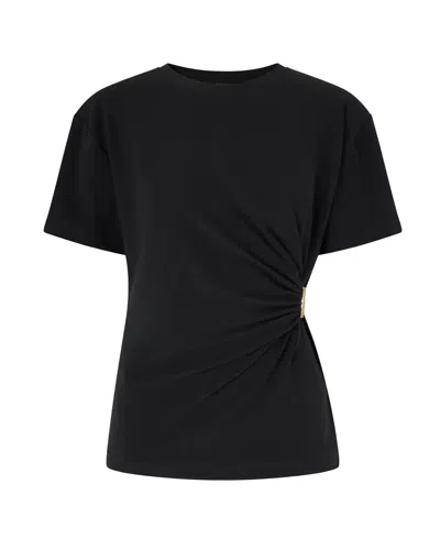 Pinko T-shirt Con Drappeggio Nero Limousine In Black