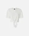Shop Pinko T-shirt Court Avec Naud Sur Le Devant In Bianco Off-white