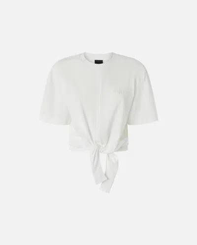 Pinko T-shirt Court Avec Naud Sur Le Devant In White