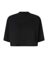 Pinko Logo-embroidered Cotton Cropped T-shirt In Black