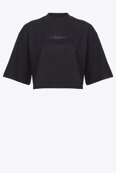 PINKO T-SHIRT CROPPED AVEC LOGO BRODÉ