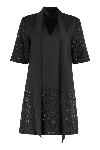 PINKO T-SHIRT DRESS WITH RHINESTONES