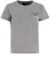Pinko Nambrone Cotton T-shirt With Jewel Embroidery In Grey