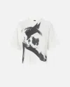 Pinko Crew Neck Short Sleeves Graphic Print Top In Gray