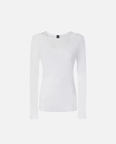 Pinko Lightweight Long-sleeved Sweater In Gauze Jersey In Bianco Brill.