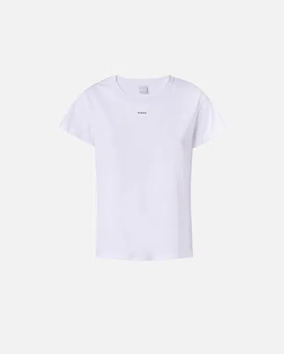 Pinko T-shirt Mini Logo  In Blanc Brill.