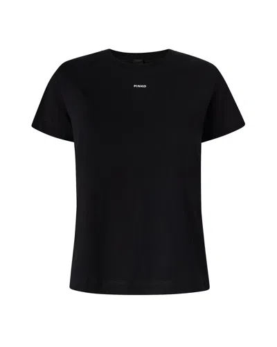 Pinko T-shirt Nera Con Stampa Logo In Black