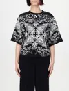 Pinko Crew Neck Paisley Pattern Short Sleeves Tops In Black