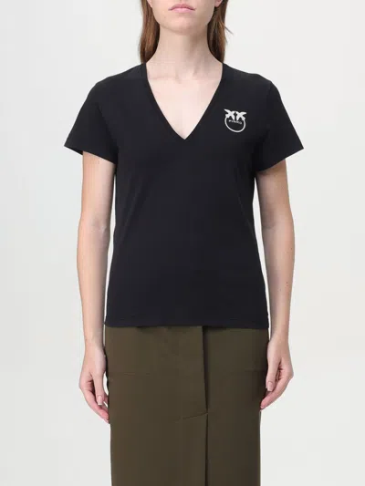 Pinko Love Birds-print Cotton T-shirt In Schwarz