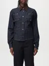 Pinko Contrast-stitching Denim Shirt In Blau
