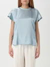 Pinko Crewneck Satin Finish Round Neck Top In Gnawed Blue