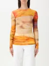 Pinko Abstract Print Crew Neck Long Sleeve Top In Bunt