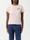 Pinko Nambrone Pink Crewneck T-shirt With Love Birds Diamond Cut Logo On The Chest In Cotton Woman In Pink