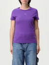 Pinko T-shirt With Logo Embroidery In Purple