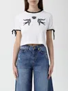 Pinko Cropped Love Birds T-shirt In White
