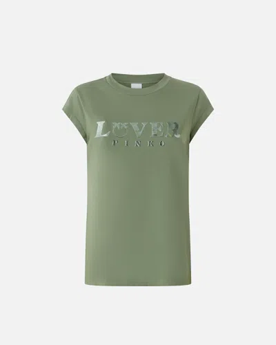 Pinko T-shirt Slim  Lover In Vert Trèfle