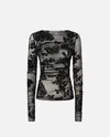 Pinko Sheer Flock-print Sweater In Black