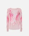 Pinko Sheer Sweater With Sequins And Feathers In Pink