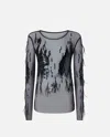 Pinko Sheer Sweater With Sequins And Feathers In Black