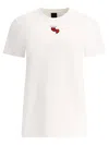 Pinko Logo-print Heart-motif Bead-embellished T-shirt In White