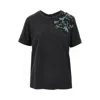 Pinko T-shirt With Flowers Embroidery In Blue