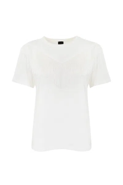 PINKO T-SHIRT WITH FRINGES