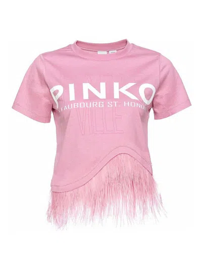 Pinko T-shirt With Logo In Nude & Neutrals