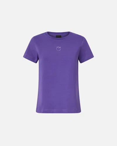 Pinko T-shirt With Love Birds Embroidery In Purple