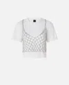 Pinko T-shirt Avec Top À Mini-paillettes In Bianco/argento