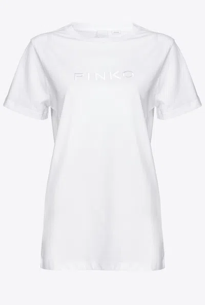 Pinko T Shirt A Maniche Corte Con Logo In White