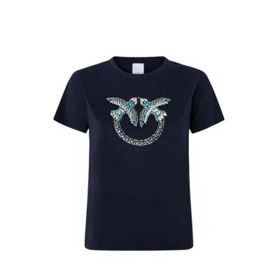 PINKO T-SHIRT WOMAN PINKO - QUENTIN T-SHIRT JERSEY LOGO - BLUE