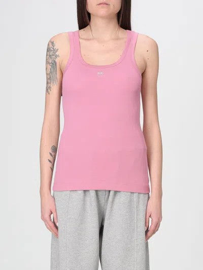 Pinko Ribbed Tank Top With Love Birds Logo In Pink