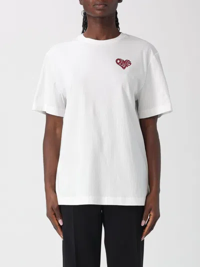 Pinko White Crewneck T-shirt With Logo Detail On The Front And Maxi Print On The Rear In Cotton Woman In Neutral