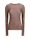 Pinko Semi-sheer Wool Sweater In Brown