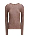 Pinko Semi-sheer Wool Sweater In Brown