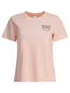 Pinko Nambrone Pink Crewneck T-shirt With Love Birds Diamond Cut Logo On The Chest In Cotton Woman In Pink