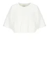Pinko Cropped White T-shirt With Embroidered Logo