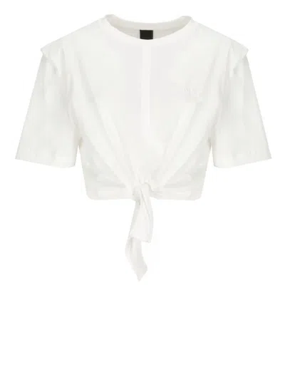 Pinko T-shirt Court Avec Naud Sur Le Devant In White