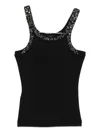Pinko Ribbed Top With Bejewelled Embellishment In Black