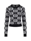 Pinko Gypsies Cropped Sweater Black/white In Black