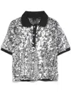 Pinko Polo Sweater With Semi-transparent Sequins In Black