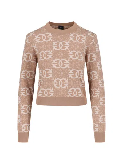 Pinko Love Birds Sweater In Neutral