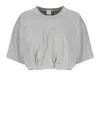 Pinko Versized Cropped T-shirt With Logo Embroider In Grey