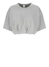 Pinko Versized Cropped T-shirt With Logo Embroider In Grey