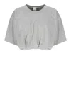 Pinko Versized Cropped T-shirt With Logo Embroider In Grey