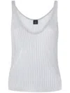 Shop Pinko 'noha' Silver-tone Knit Top In Grey
